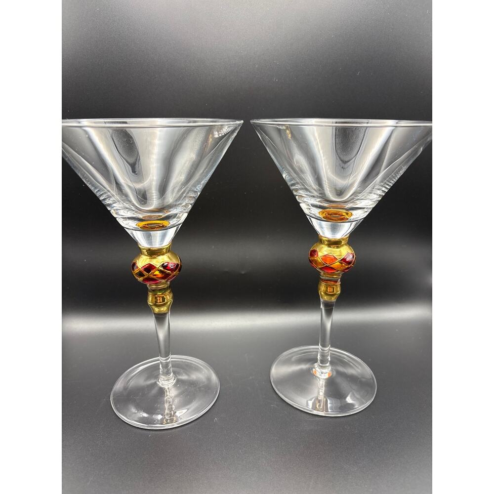 Artland Christmas Splendor Martini Glasses 8” Set of two Holiday Glassware